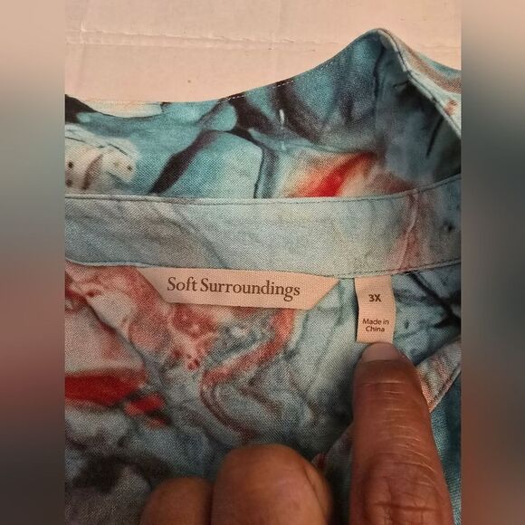 Soft Surroundings Blue Marble Shirt Dress Plus Size 3x - Picture 6 of 10